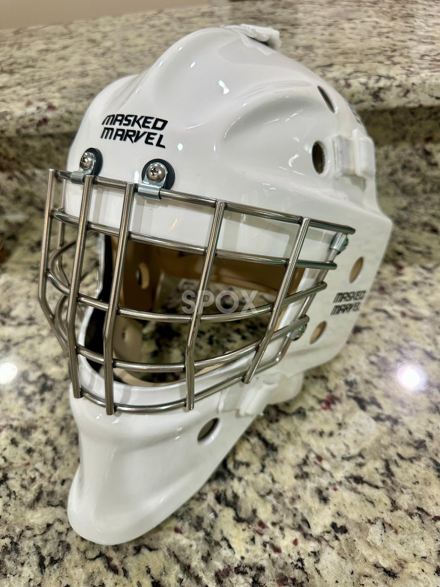 Masked Marvel Goalie Mask β Senior Medium | 2023 Pro Stock White