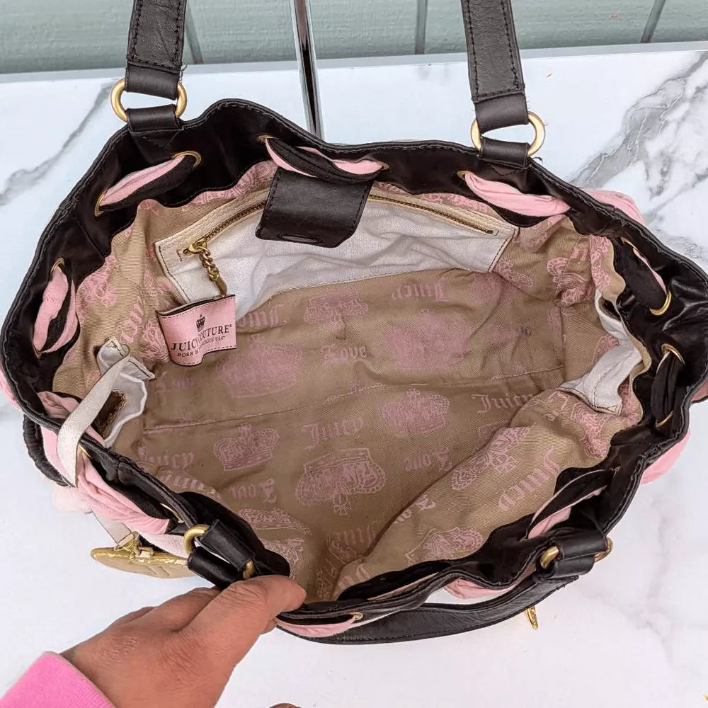 Juicy Couture Y2K Pink! Scottie Dog Daydreamer Velour Vintage Tote Bagππ