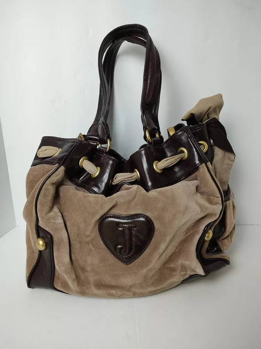 Vintage Juicy Couture Purse Shoulder Bag Velour Tan Brown Y2K🌲🍀