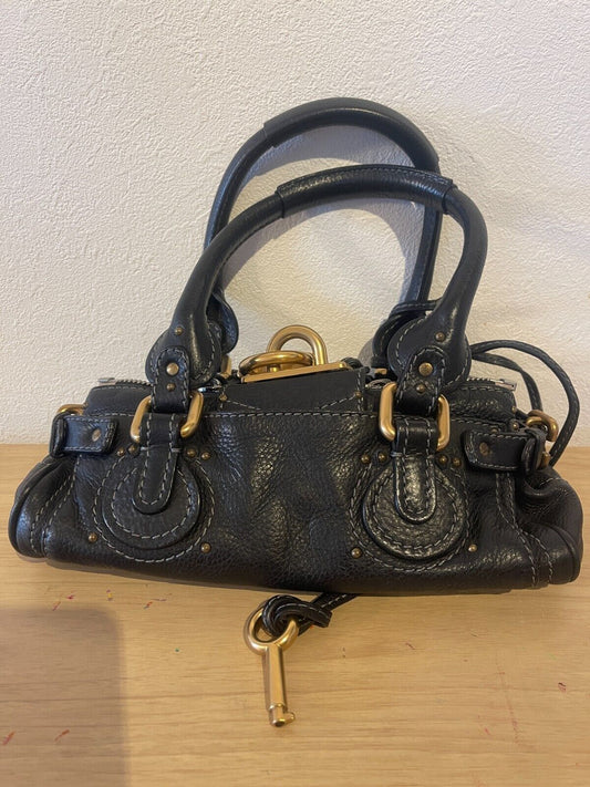 authentic Chloe paddington mini black padlock tote hand bag fast free shipping