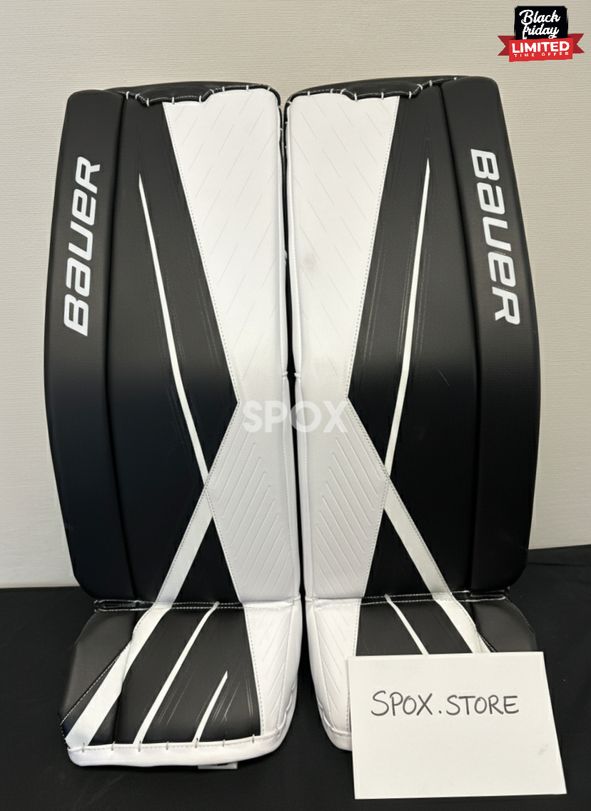 New Bauer Supreme 3S Goalie Leg Pads Intermediate Large White/Black