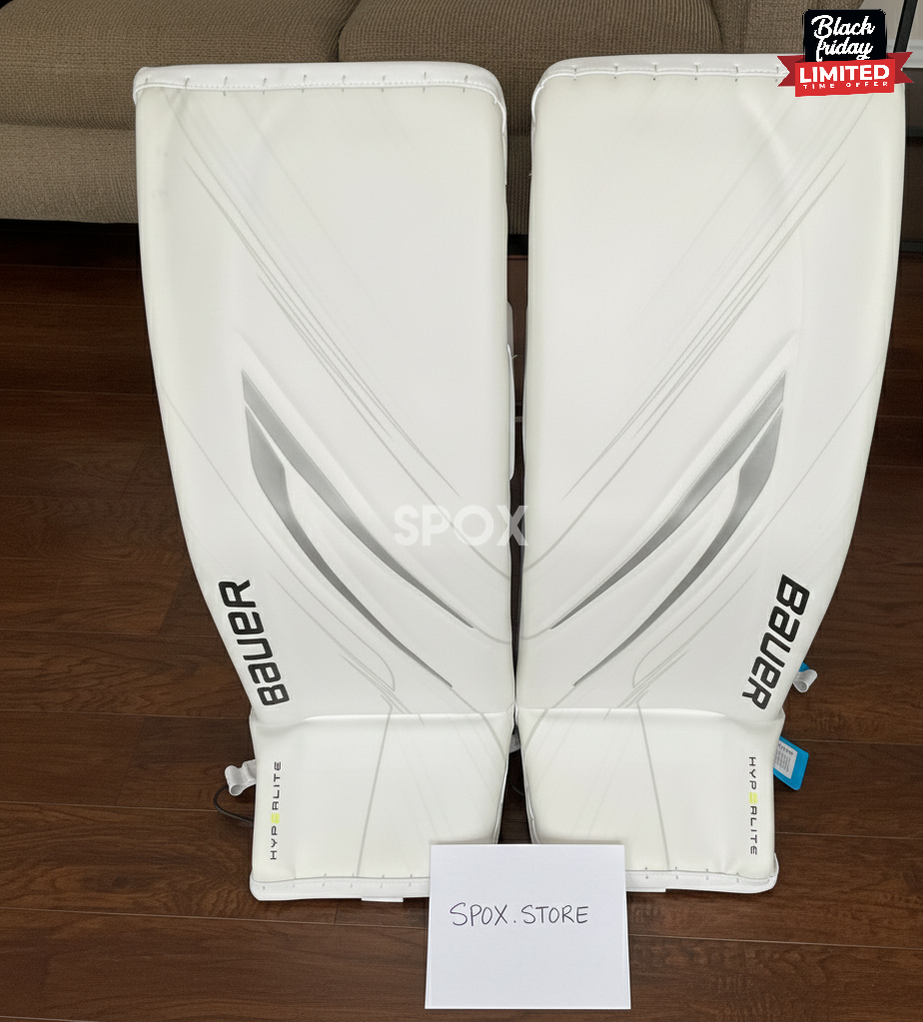 NEW Bauer Hyperlite 2 Goalie Pads – All White – Large (35+1)
