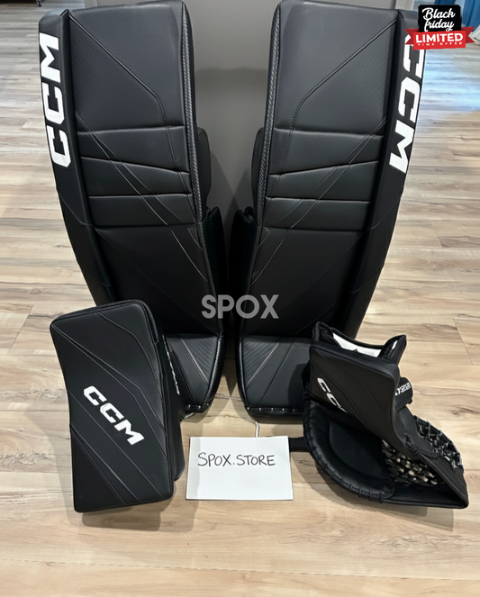 CCM Eflex 6.9 Senior Goalie Pad Set – 34" | Game-Ready Black