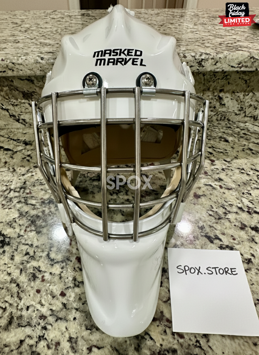 Masked Marvel Goalie Mask – Senior Medium | 2023 Pro Stock White