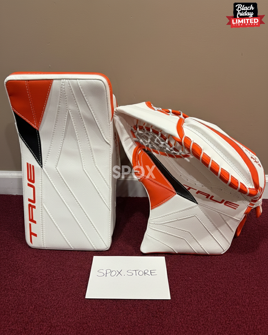 True Catalyst PX5 Pro Stock Glove &amp; Blocker Set – New | Senior White
