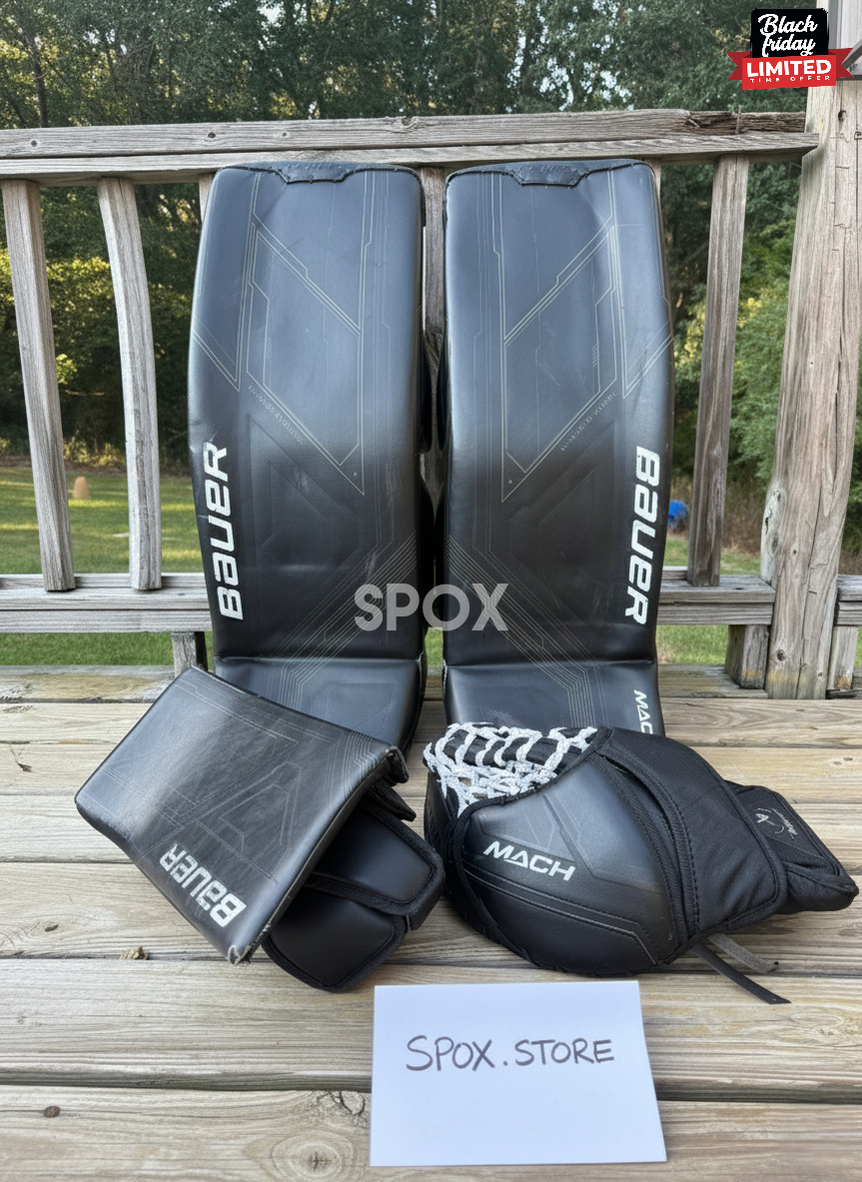 33" Bauer Mach Senior Goalie Full Set – Regular Hand | Black | Used (Excellent Condition!)