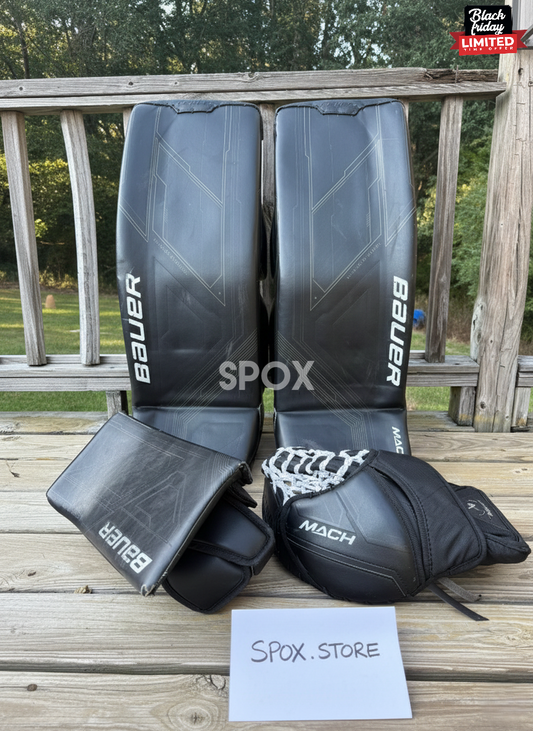 33" Bauer Mach Senior Goalie Full Set – Regular Hand | Black | Used (Excellent Condition!)