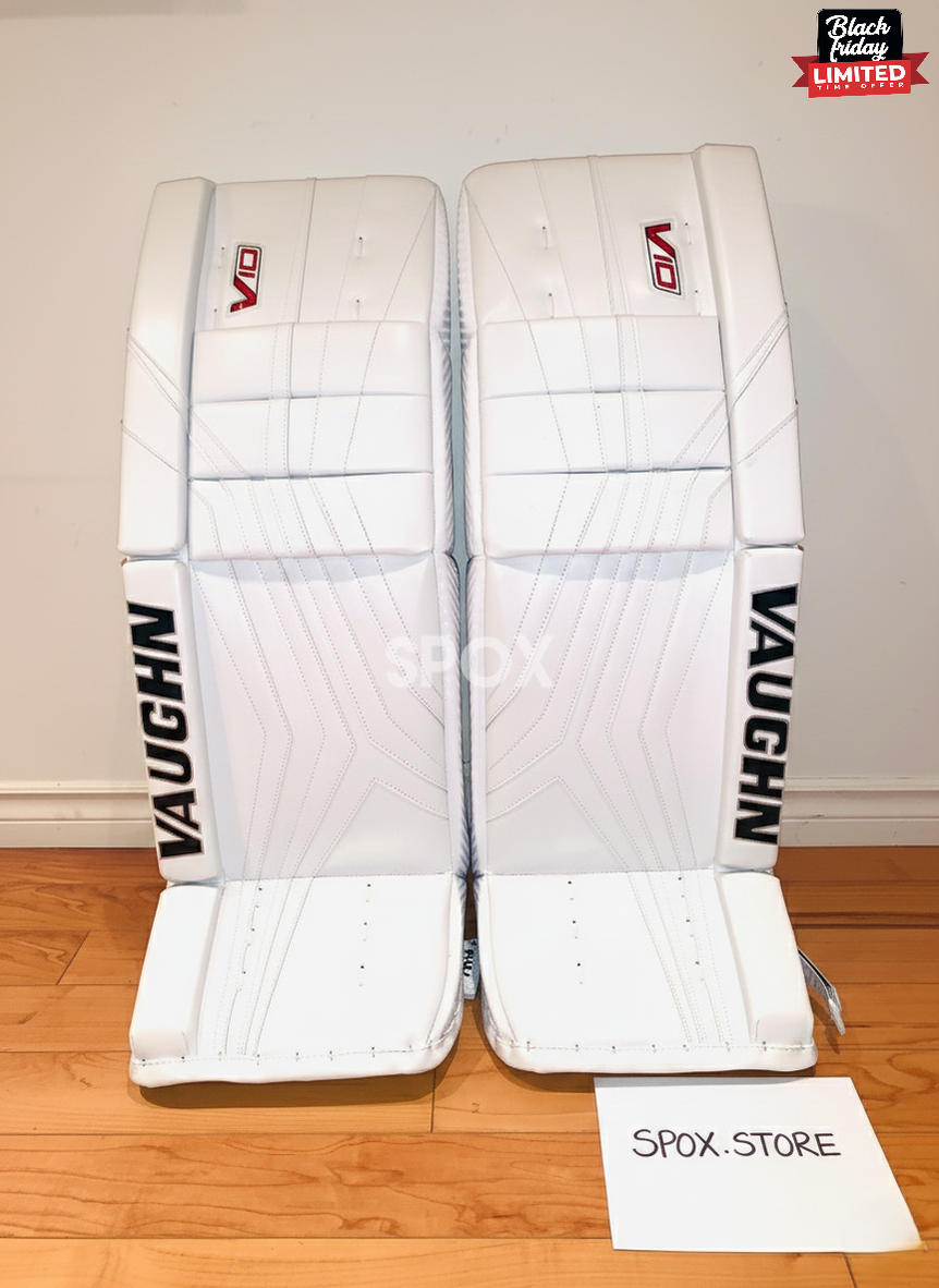 Vaughn Velocity V10 Pro Carbon Goalie Leg Pads – 32" Senior +2 | Brand New White