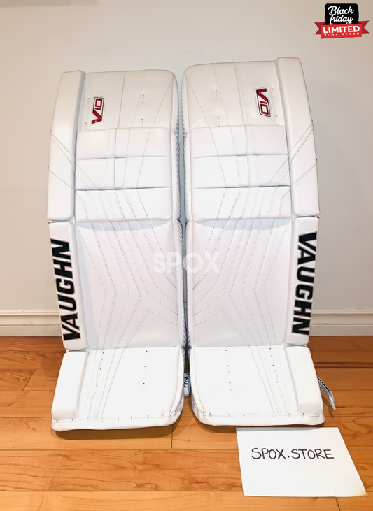 Vaughn Velocity V10 Pro Carbon Goalie Leg Pads – 32" Senior +2 | Brand New White