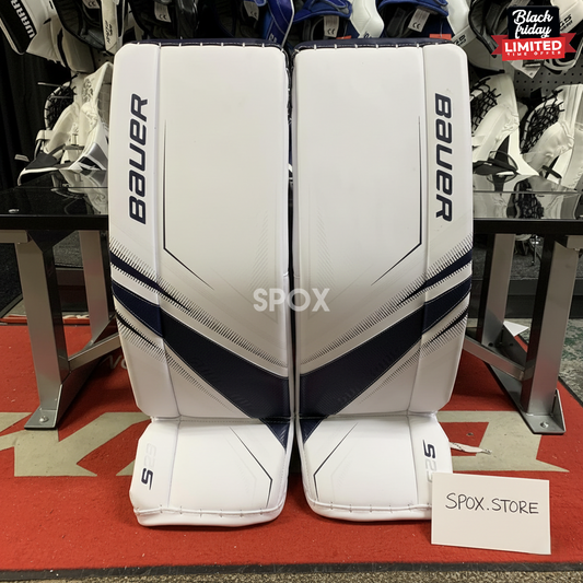 NEW Bauer Supreme S29 Goalie Pads – Intermediate Large (32+1) | White &amp; Navy
