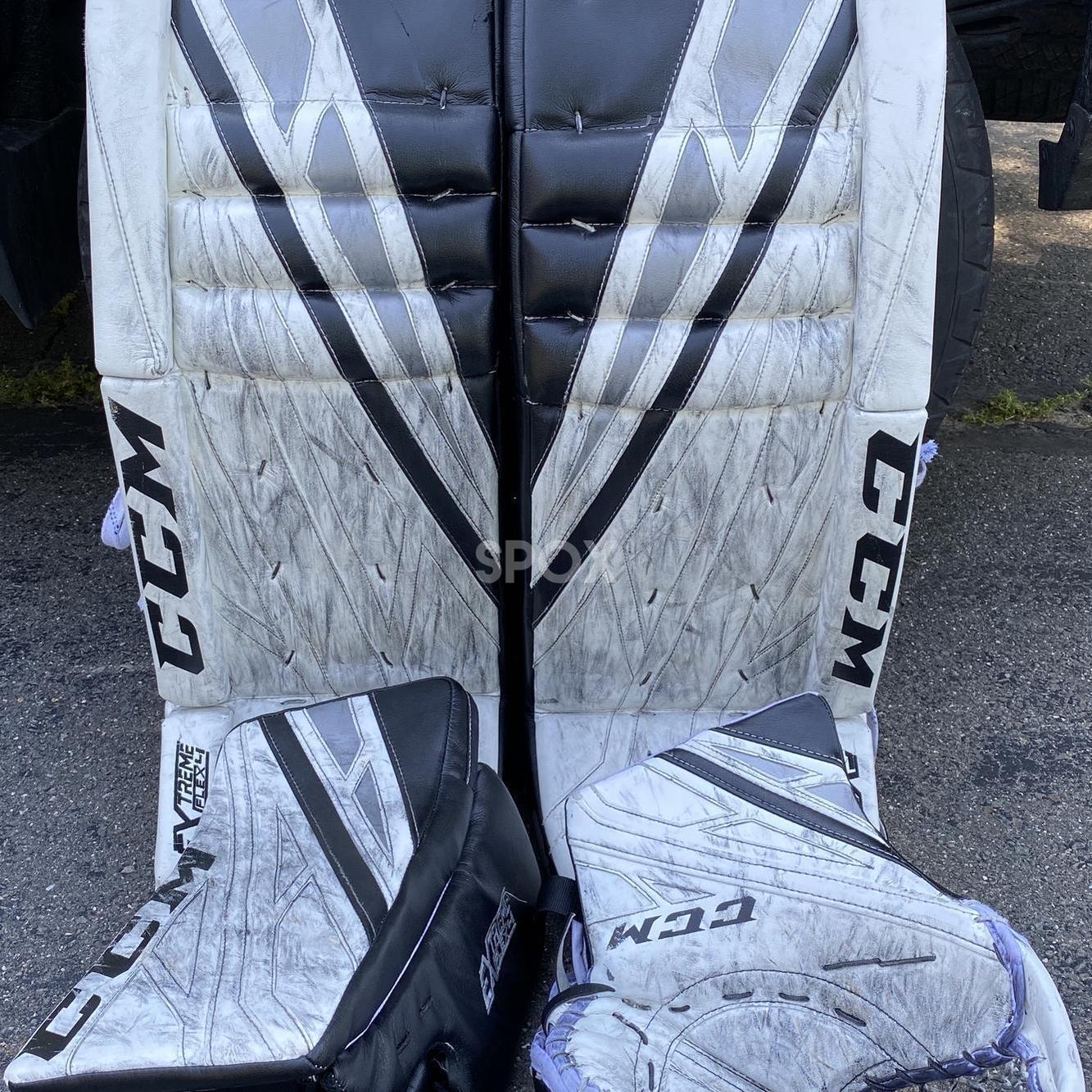 CCM Extreme Flex 4 Pro Stock Goalie Full Set – 33+2” | Canadian-Made | Senior | Regular Hand | White