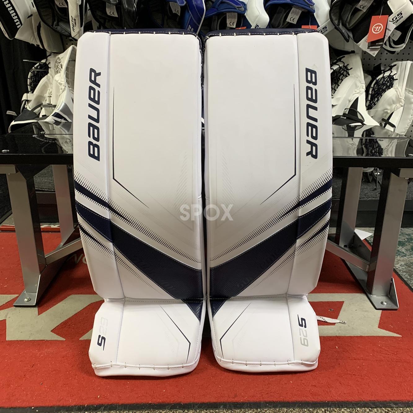 NEW Bauer Supreme S29 Goalie Pads – Intermediate Large (32+1) | White &amp; Navy