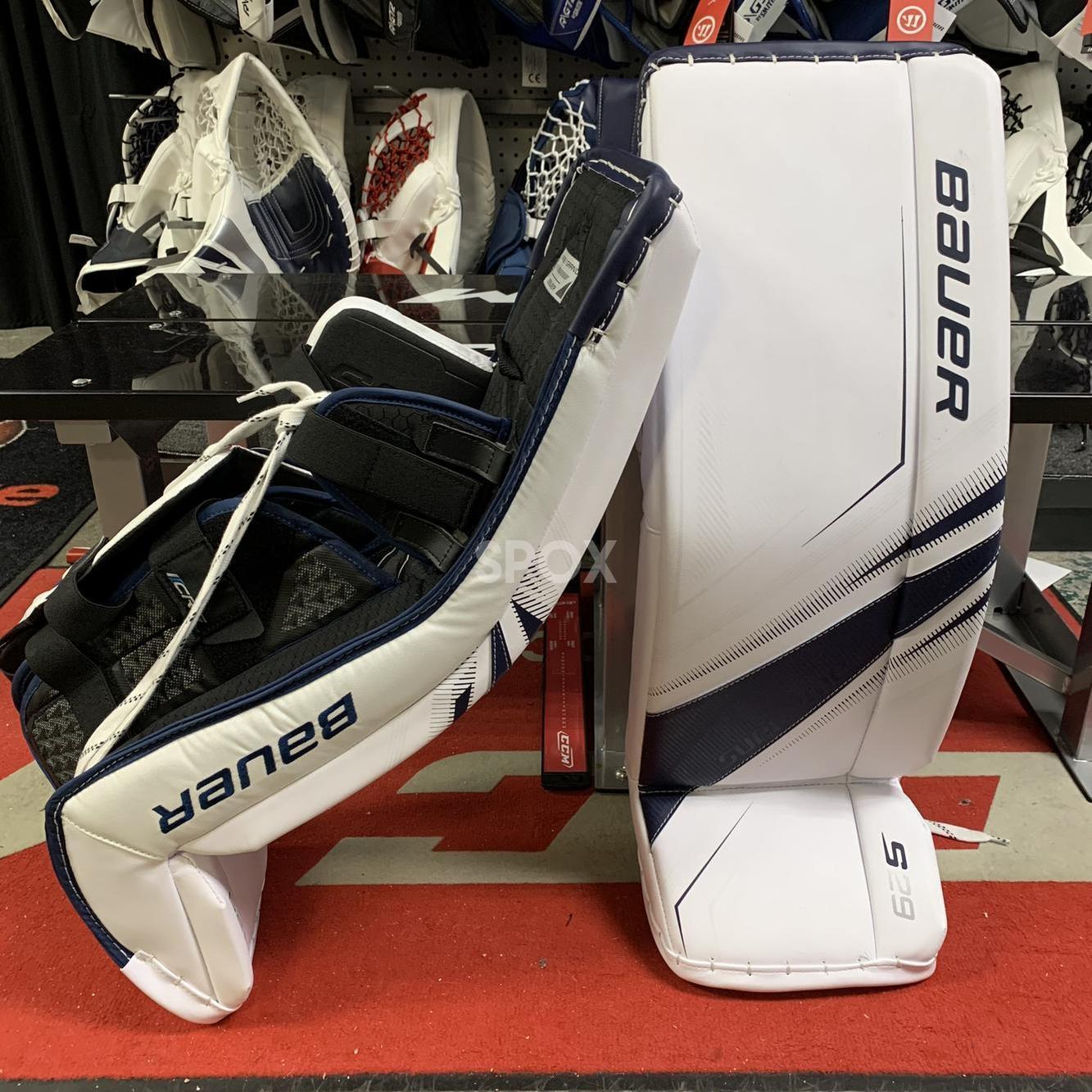 NEW Bauer Supreme S29 Goalie Pads – Intermediate Large (32+1) | White &amp; Navy