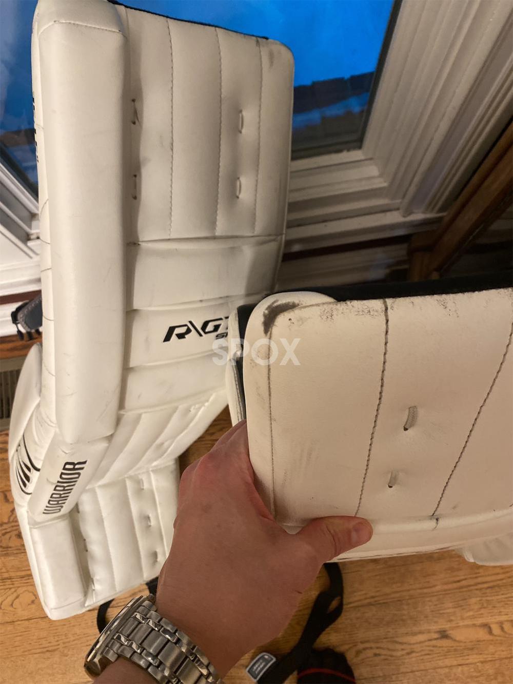 White Senior 35" Warrior Ritual GT Goalie Leg Pads