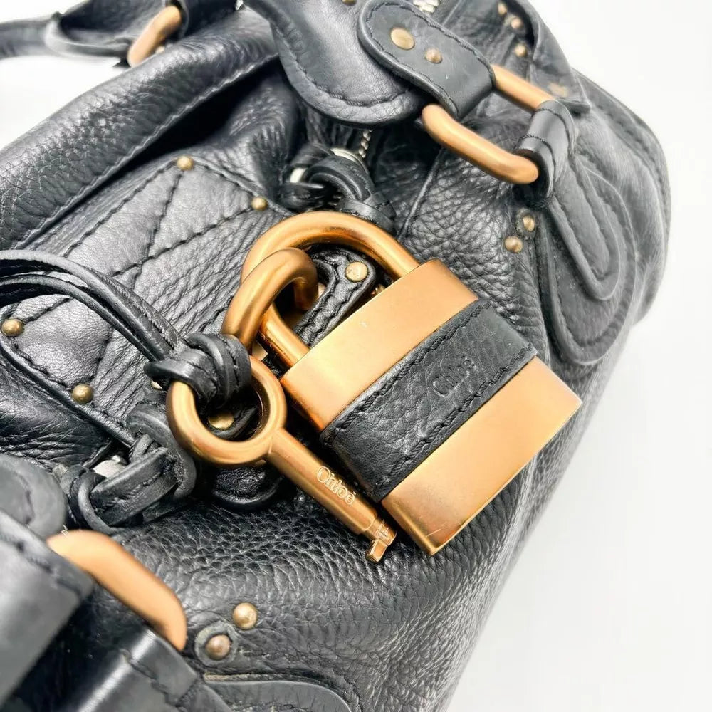 Authentic Chloe Paddington Medium Black Padlock Hand Bag Tote Bag Very good✨🔥