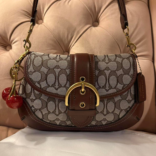 Coach Soho Flap Bag in Signature Canvad with Cherry Charm NEW&nbsp;