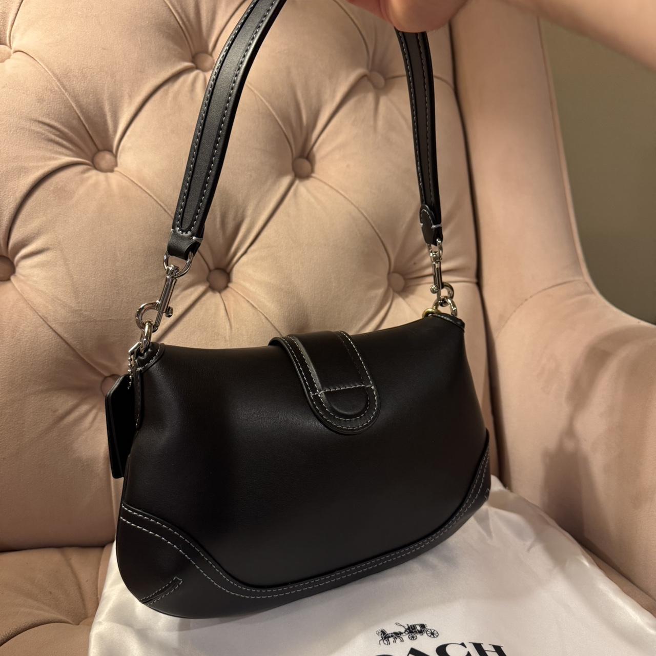 Coach Soho Flap Bag in Black Leather with Cherry Charm NEW