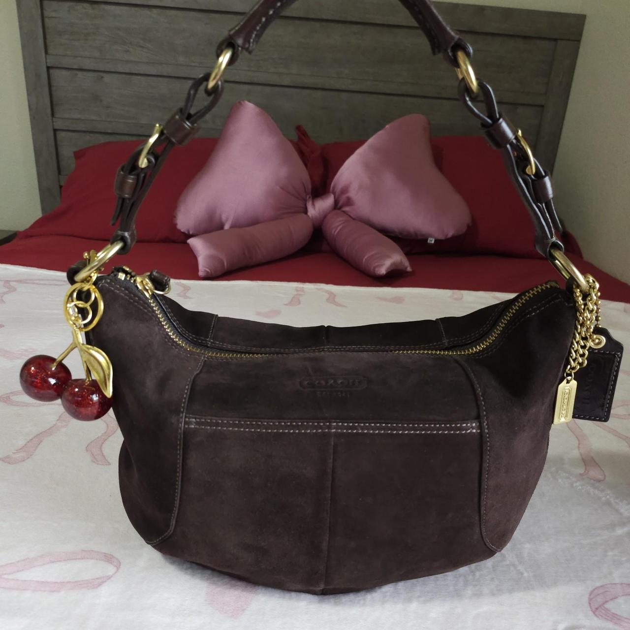 Y2K Vintage Coach Soho Brown Gold Suede Shoulder Bag Purse🤎🌆