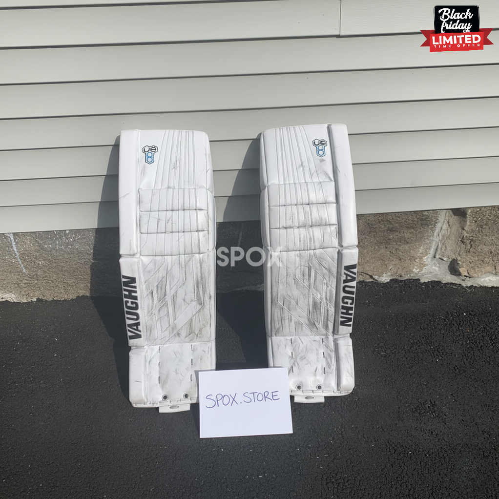 34+2 Vaughn Velocity VE8 Pro Goalie Leg Pads – Senior, White 🏒🥅