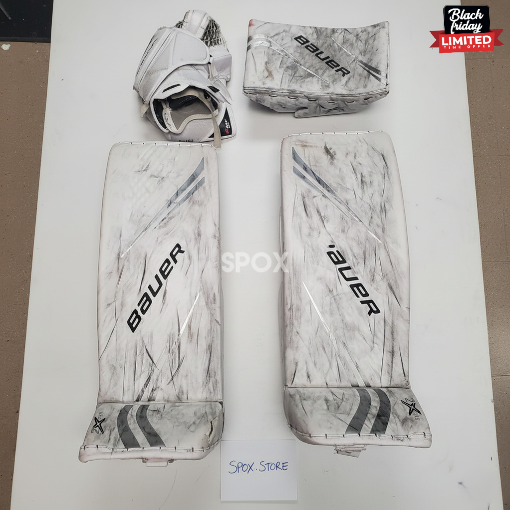 Used Pro Stock Bauer Vapor 2X Pro Full Set Goalie Pads – OHL – Medium/34+1" (PAD053) 🏒🥅