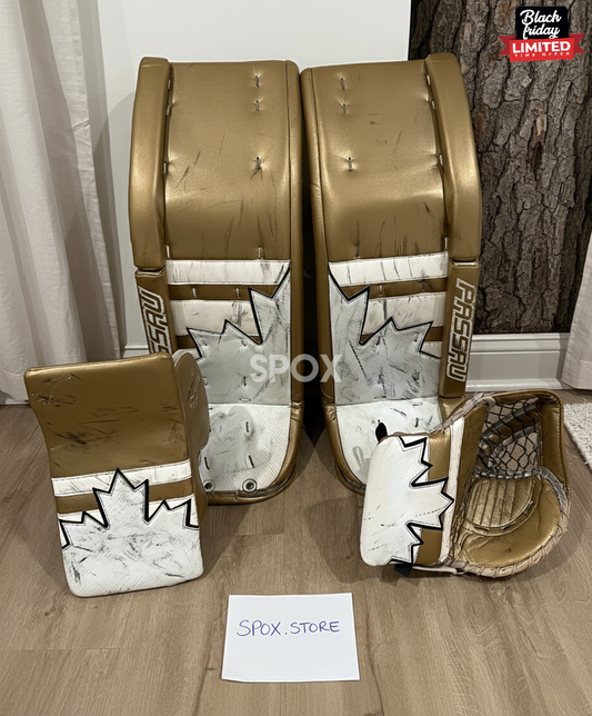 Used 33”+2 Custom Passau Axiom Goalie Full Set – Senior | Regular Hand | Gold