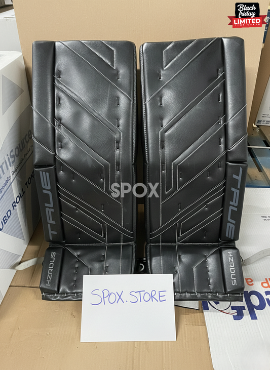True Pro PX4 Hzrdus Senior Goalie Pads – 31+1.5 | Pro Stock Black