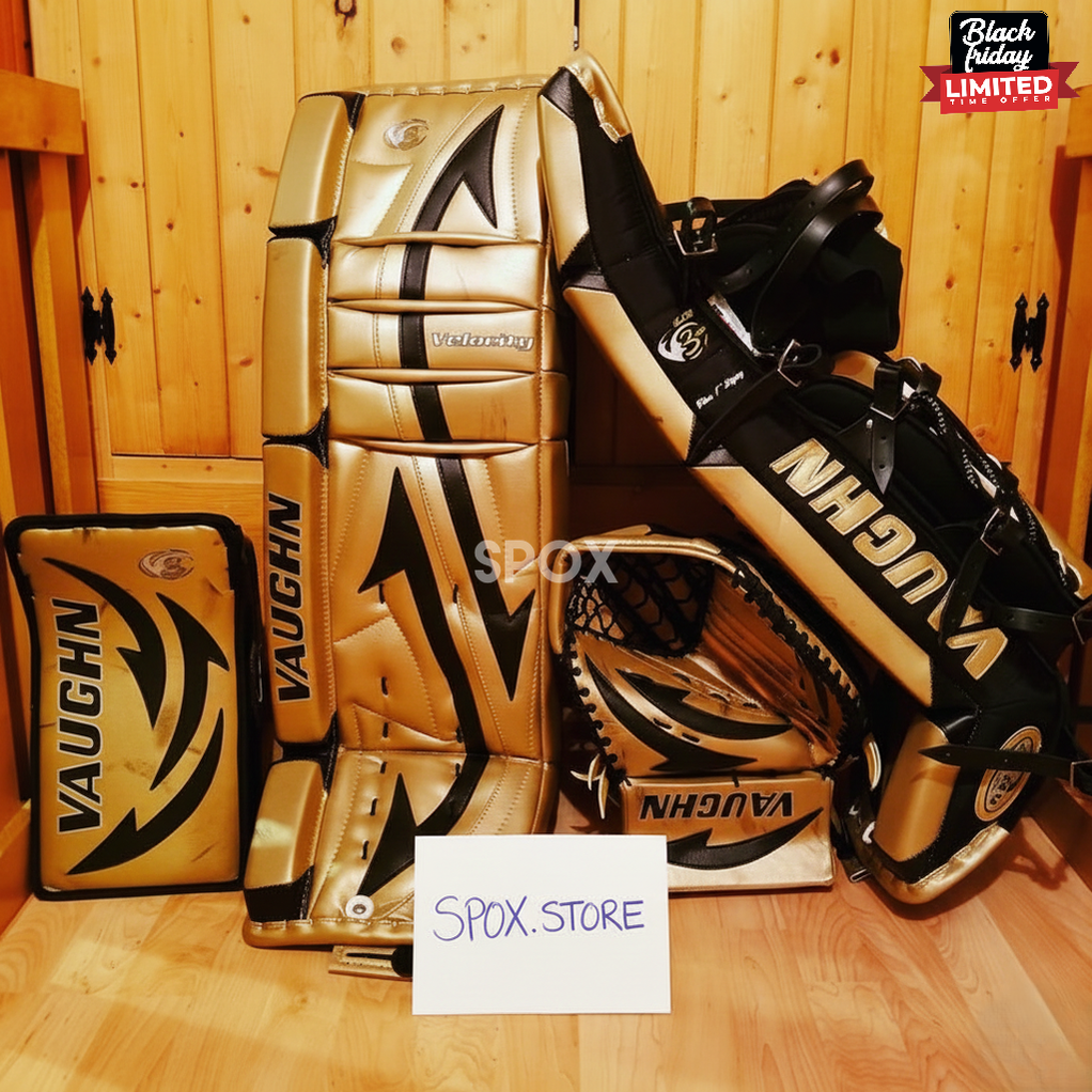 Vaughn Velocity V3 Goalie Full Set – Senior 34+1 | Gold & Black