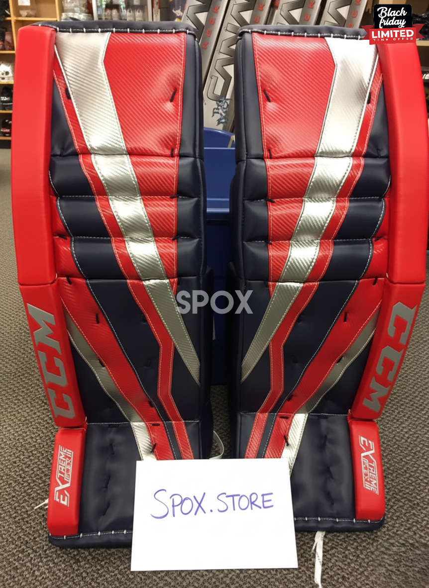 NEW CCM Extreme Flex III CUSTOM Goalie Set – Senior 35”+1 | Navy/Red/Silver