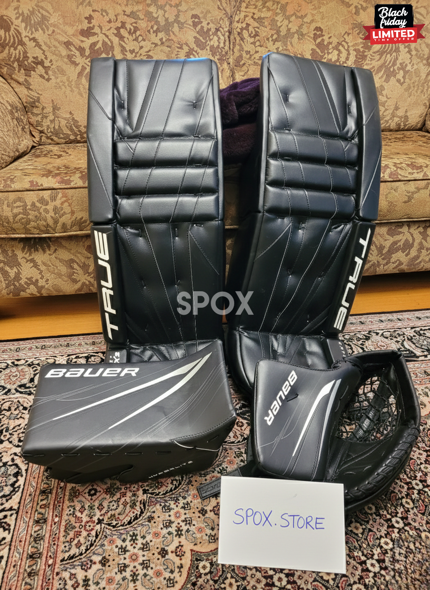 Used 33" True Catalyst 9X3 &amp; Bauer Hyperlite2 Goalie Full Set – Senior Regular Hand | Black