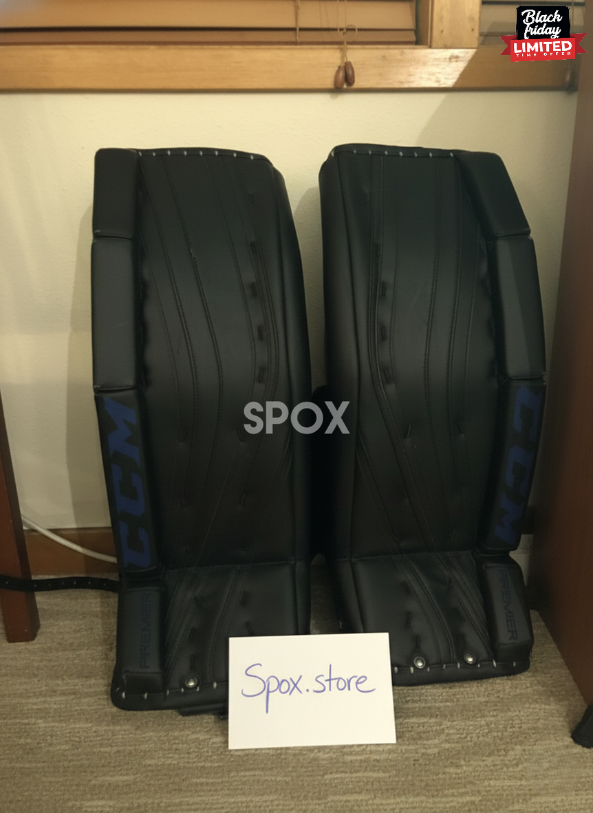 CCM Premier Pro Goalie Leg Pads – Black | 29" Intermediate | Pro Stock | Custom Lefevre Build