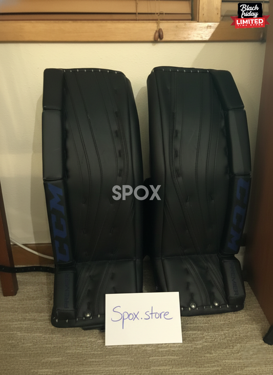 CCM Premier Pro Goalie Leg Pads – Black | 29" Intermediate | Pro Stock | Custom Lefevre Build