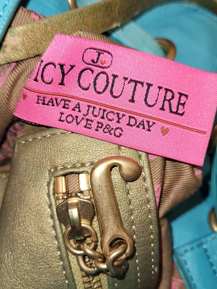 Vintage Juicy Couture Baby Blue Daydreamer Bag Bow Scottie Dogs Velour Gold💜🍇