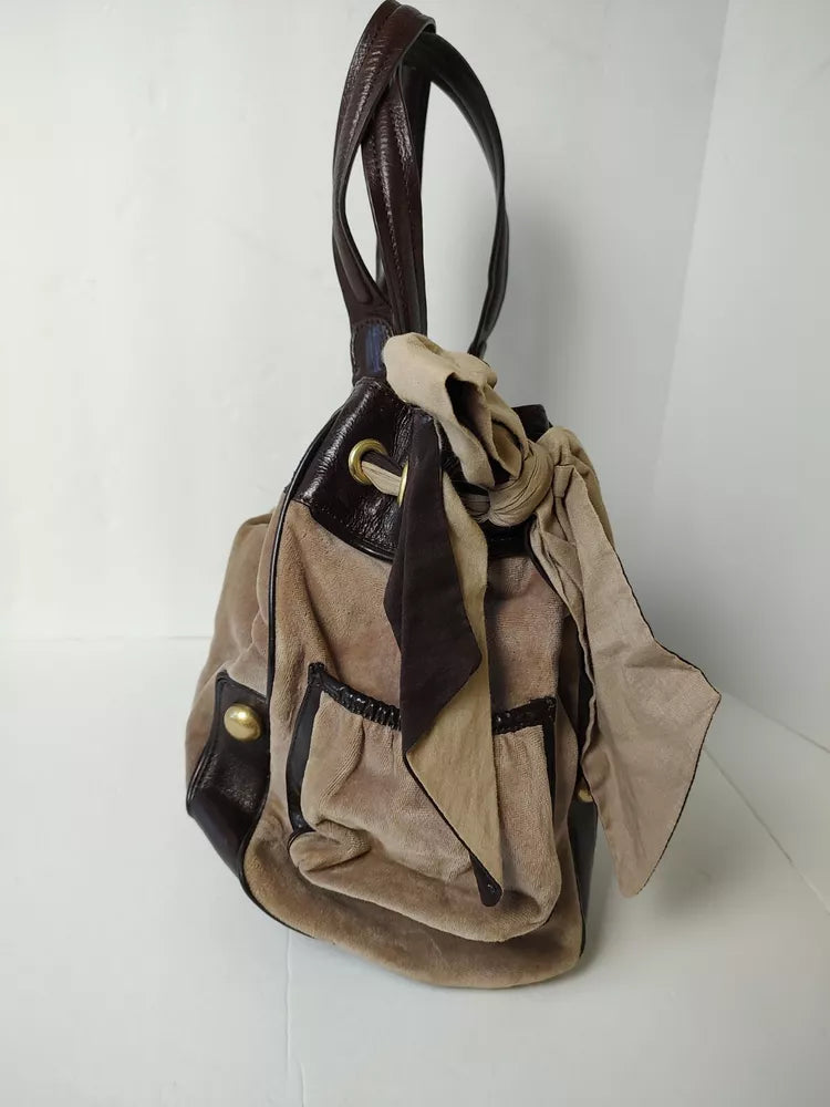 Vintage Juicy Couture Purse Shoulder Bag Velour Tan Brown Y2K🌲🍀