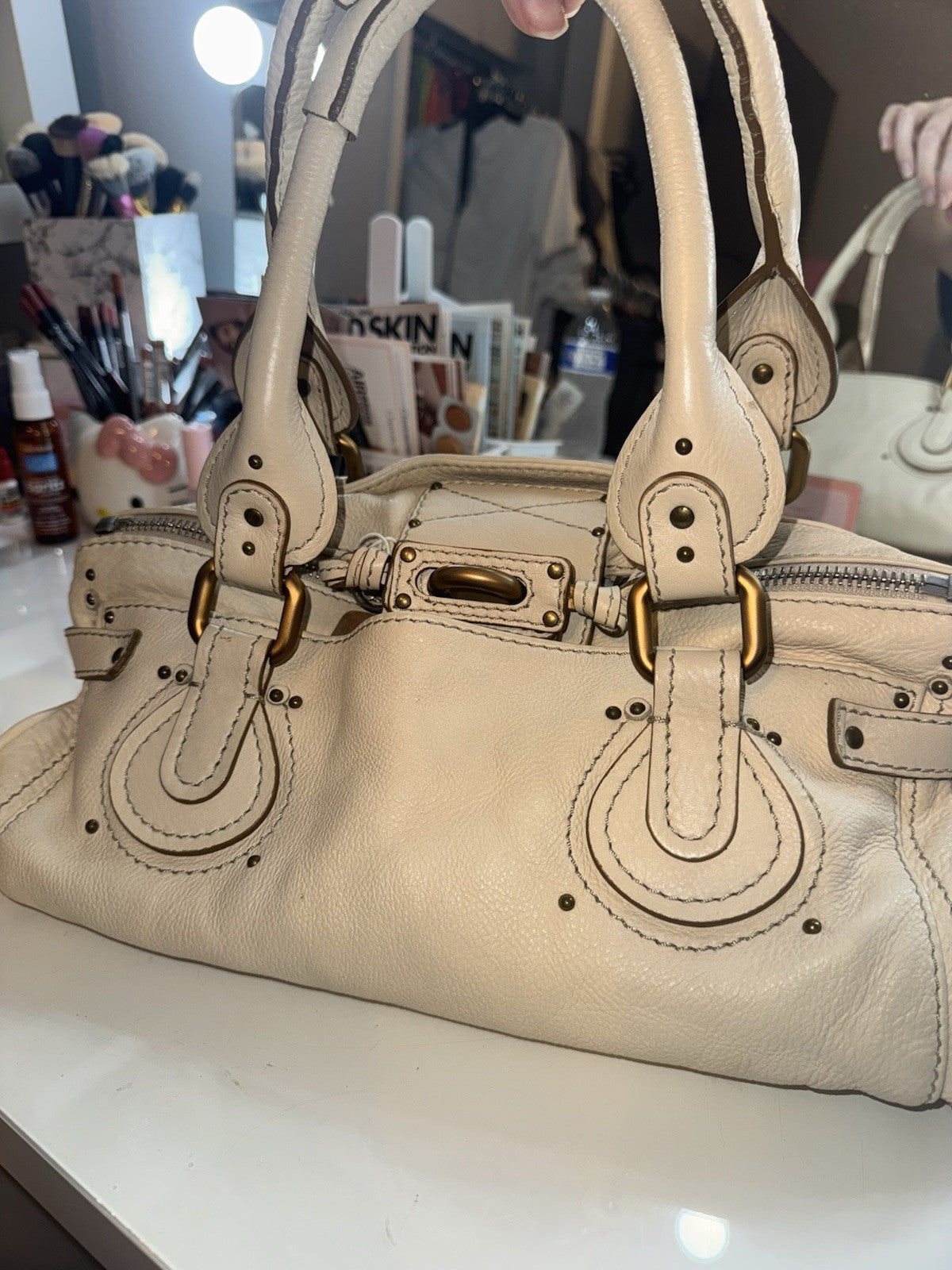 authentic Chloe paddington leather shoulder bag hand bag ivory ships quick 💨