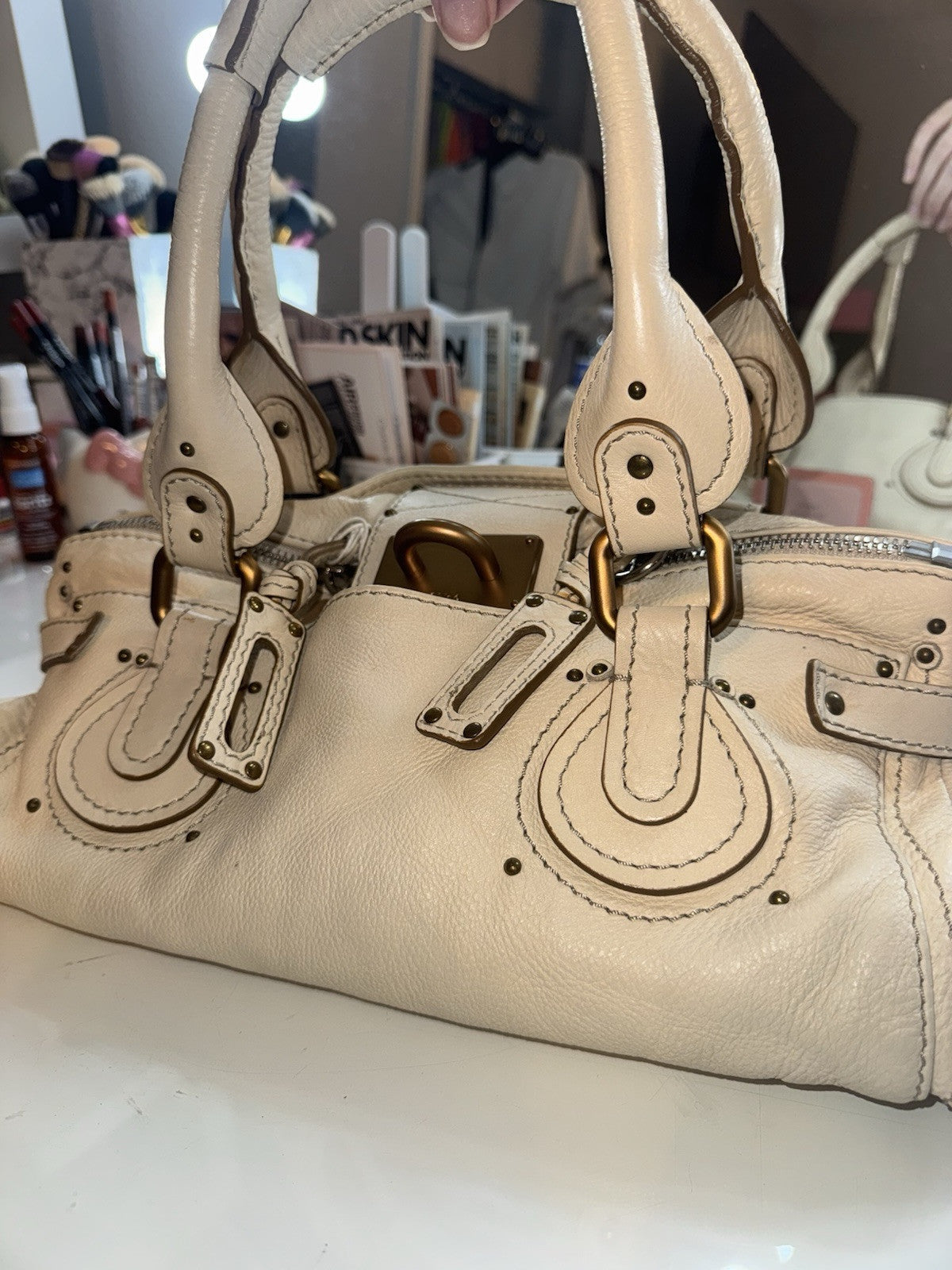 authentic Chloe paddington leather shoulder bag hand bag ivory ships quick 💨