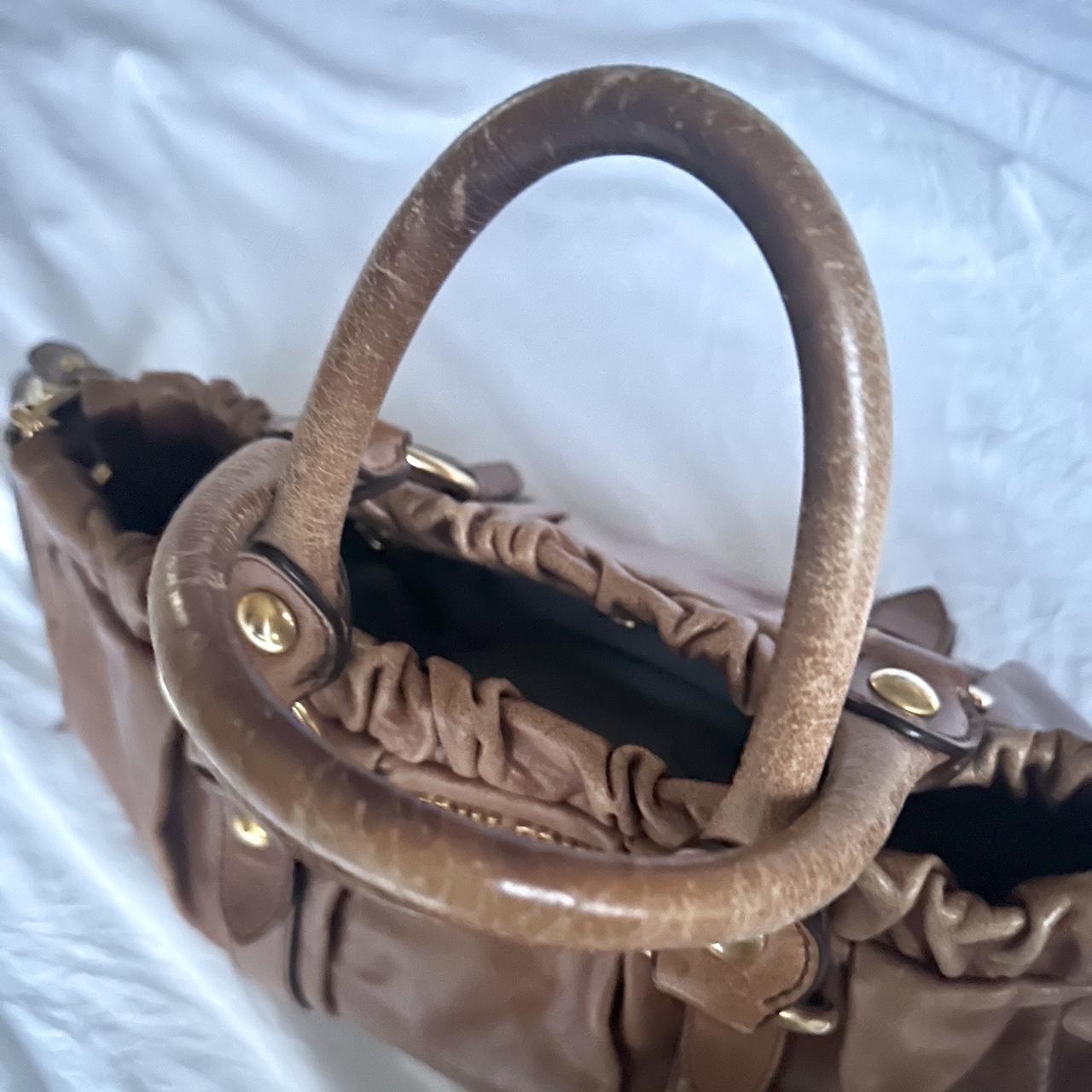 Authentic Brown Miu Miu Vitello Leather Bag With Gold Hardware And Removable Strap🍂✨