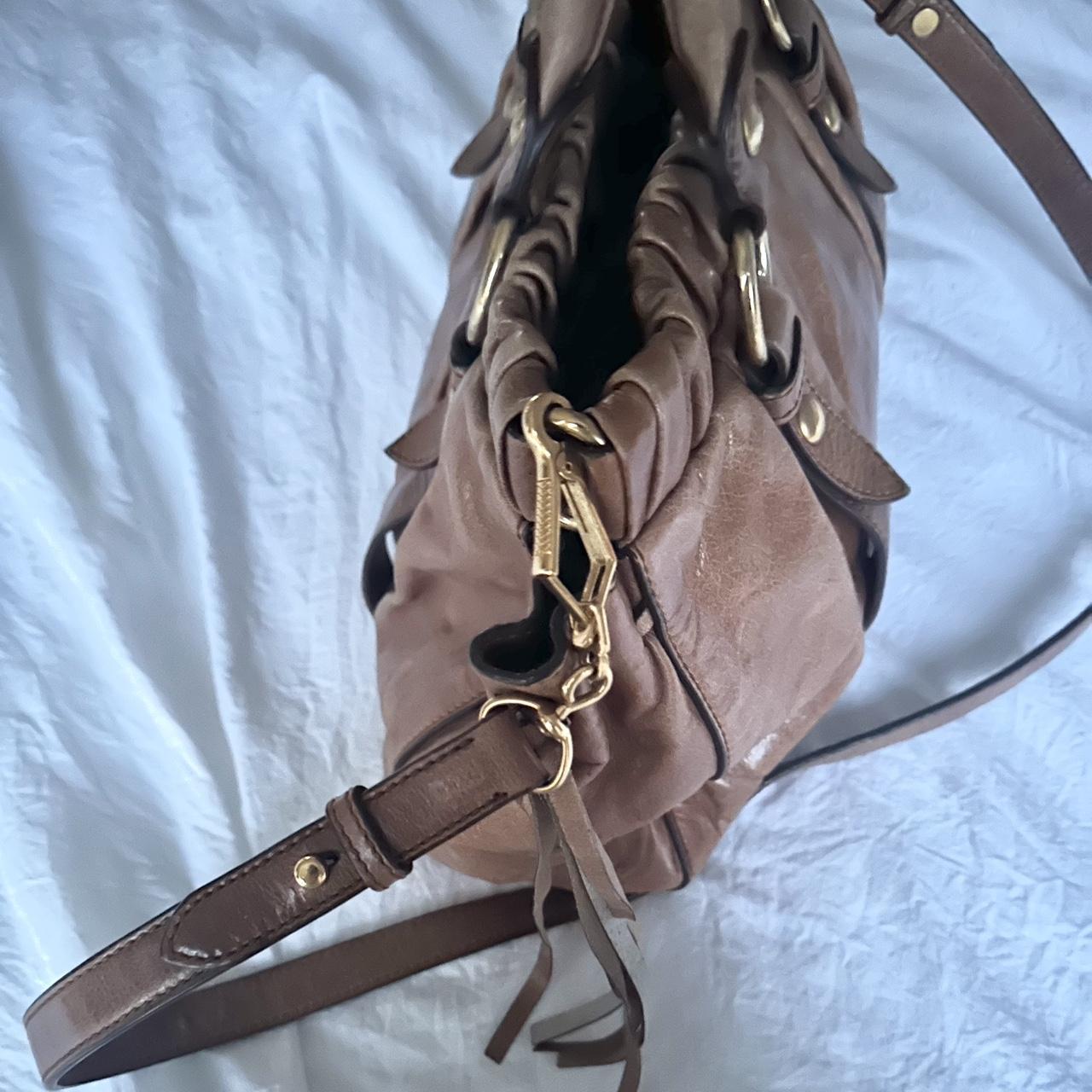 Authentic Brown Miu Miu Vitello Leather Bag With Gold Hardware And Removable Strap🍂✨